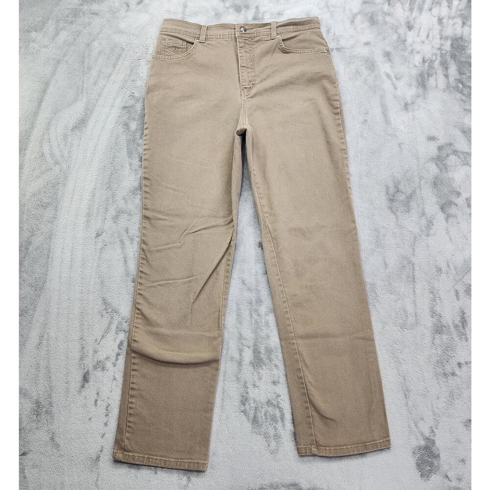 Gloria Vanderbilt Jeans Womens 12 Tan High Rise Straight Stretch Denim Casual‎